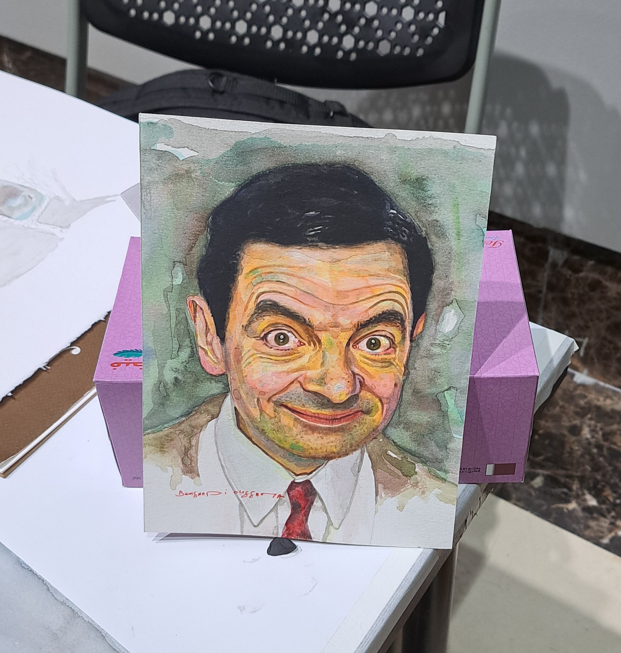 A Mr. Bean Painting at the Souq Waqif Art Center