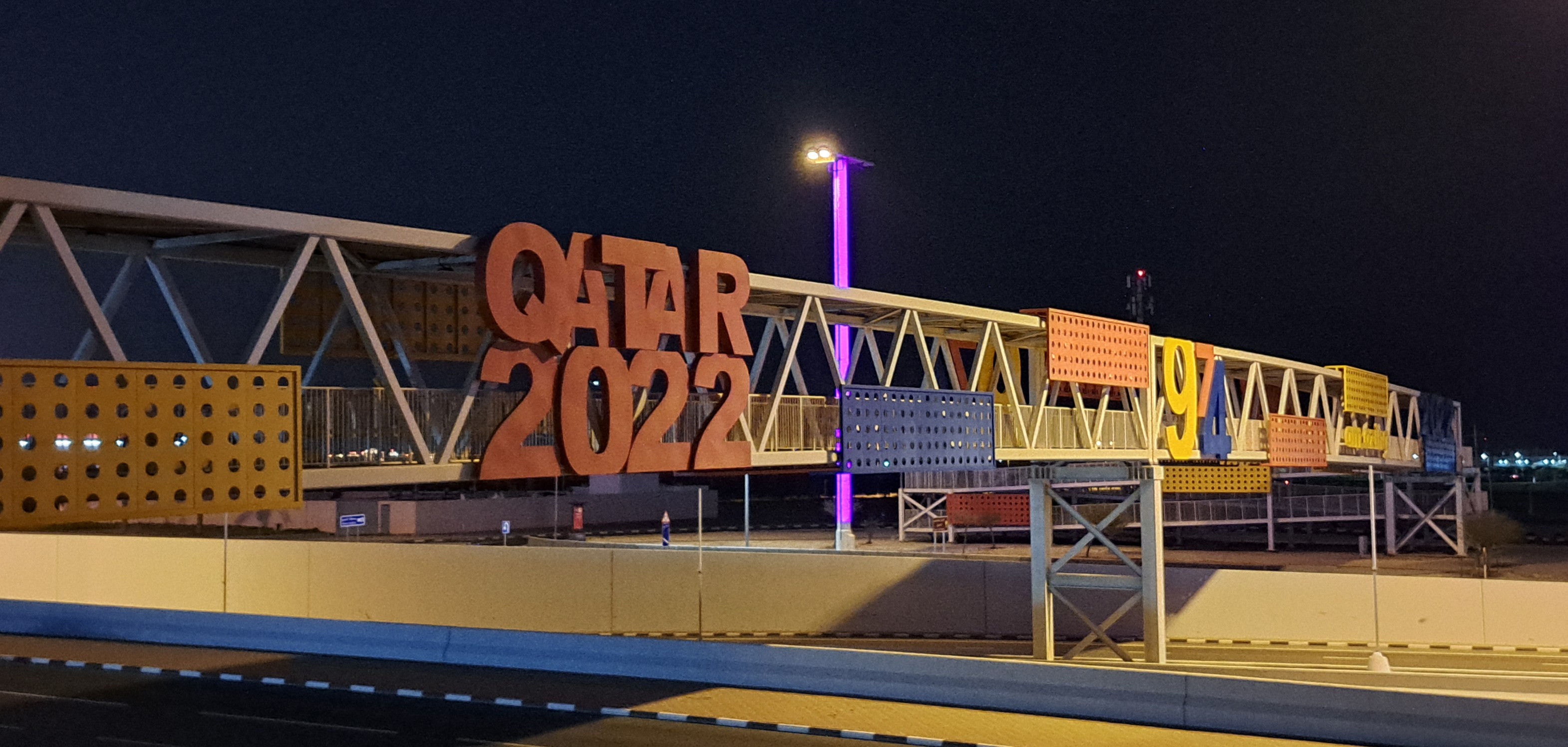 World Cup 2022 pedestrian bridge over the highway in Doha